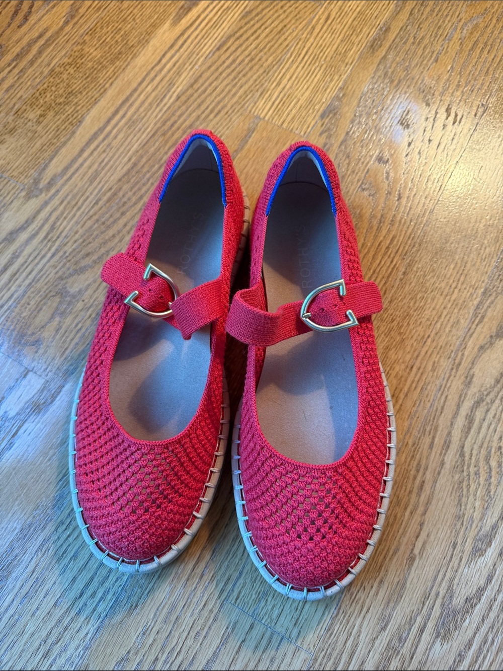 Rothy's Red Knit Mary Jane Flats